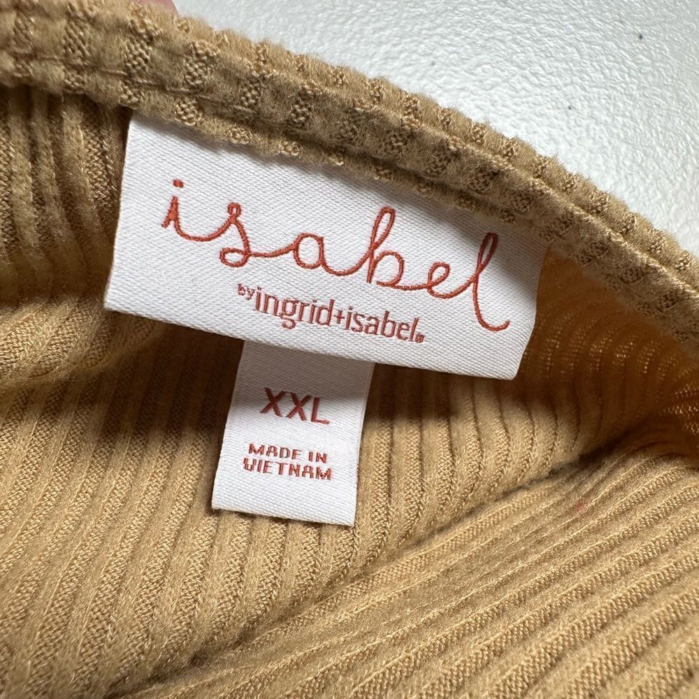 NWT Ingrid + Isabel Maternity Tan Long Sleeve Knit Ribbed Sweater Top - Size XXL - Picture 2 of 6